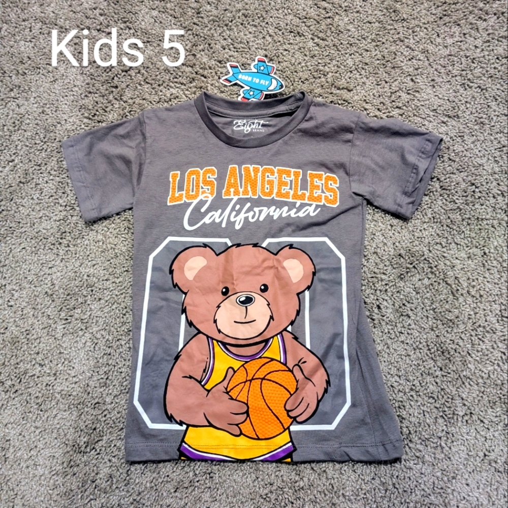 ⭐2/$25⭐New! Kids 5 Los Angeles California Kobe Bear basketball shirt